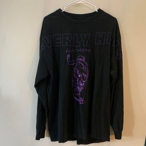 John Galt Brandy Melville Beverly Hills Panther Purple Black Long Sleeve Tee